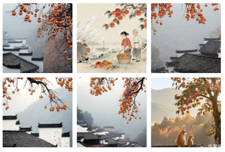  竹枝  柿子红了