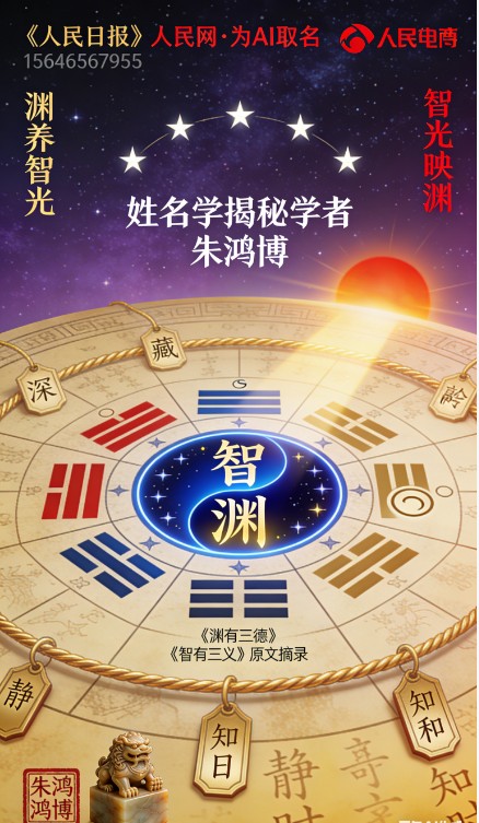 《人民日报》人民网 为AI征集取名 《姓名学揭秘》作者朱鸿博为AI取智渊2